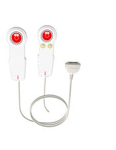 Mini manipulateur étanche, 1 bouton rouge avec symbole infirmière + 1 voyant, 2 télécommandes d'éclairage, 1 câble de 6 m avec p