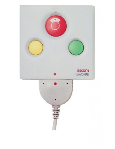 Périphérique d'appel un bouton rouge avec prise pour manipulateur patient et 2 relais pour télérupteurs 