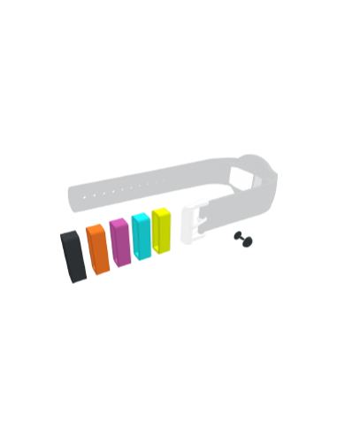 Kit de 4 bagues couleurs + clip de verrouillage pour bracelet médaillon d'appel. 